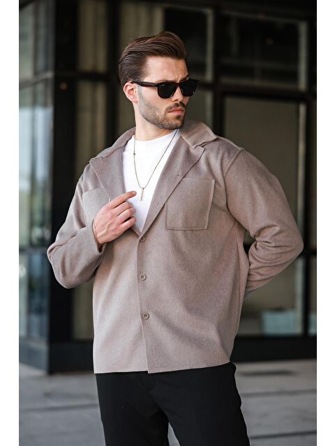 Madmext Camel Cepli Basic Erkek Polar Gömlek E6764 - S000436687-4557