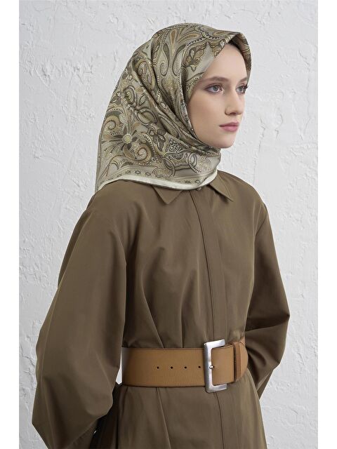 ARMİNE Etnik Desen Saf İpek Twill Eşarp 9421D 36 - S000500631-18194