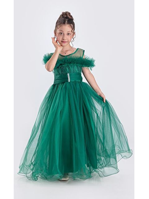 Mnk Baby & Kids Uzun Etek Kız Çocuk Robası Şifon Abiye M00723 - S000390100-18194