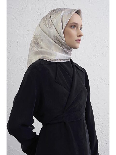 ARMİNE Klasik Desenli Saf İpek Twill Eşarp 9428D 35 - S000500618-19965
