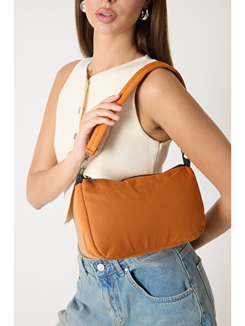 TONNY BLACK Kadın Tarçın Minimal Tasarım Kumaş Baget Omuz Çantası - S000495418-19956