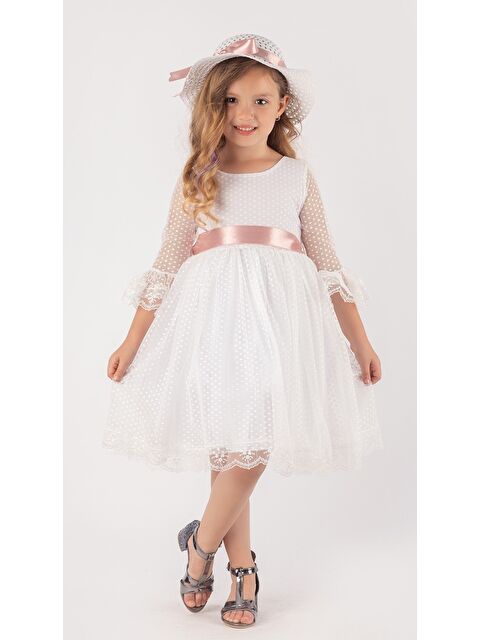 Mnk Baby & Kids Double Şapka Fiyonk Puantiyeli Dönem Elbise - S000398152-20063