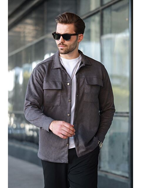 Madmext Cep Detaylı Gömlek Yaka Erkek Ceket 6748 - S000436689-33408