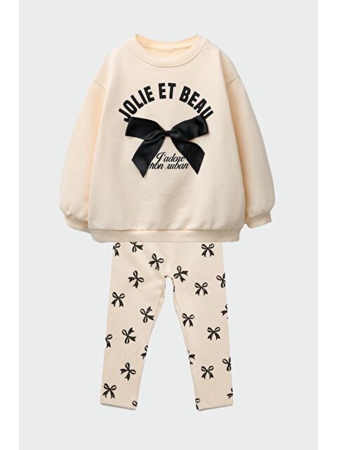 Monila Kız Çocuk 3 İplik Pamuklu Kumaş Fiyonk Detaylı Alt Üst Takım - S000515771-19966