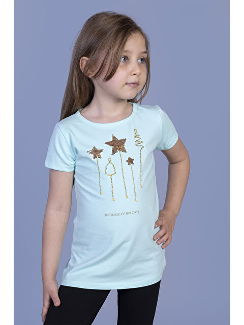Toontoykids Kız Çocuk Yıldız Nakışlı Tişört - S000255566-1180