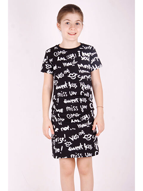 Toontoykids Kız Çocuk Komple Yazı Baskılı Etekli Takım - S000418949-19351