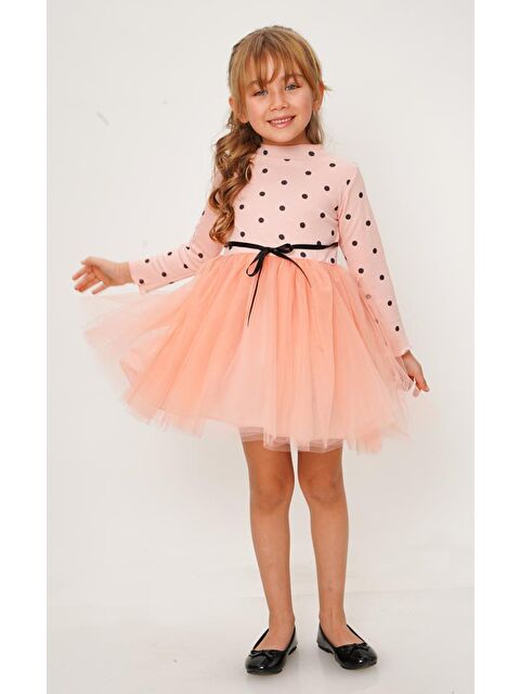 Mnk Baby & Kids Kız Puantiyeli Tütülü Günlük Elbise MNK0416 - S000398154-24085