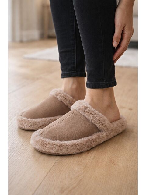 MODAFRATO SIENA Kapalı Kadın Ev Terliği Tüylü Kışlık Terlik - S000482452-19928