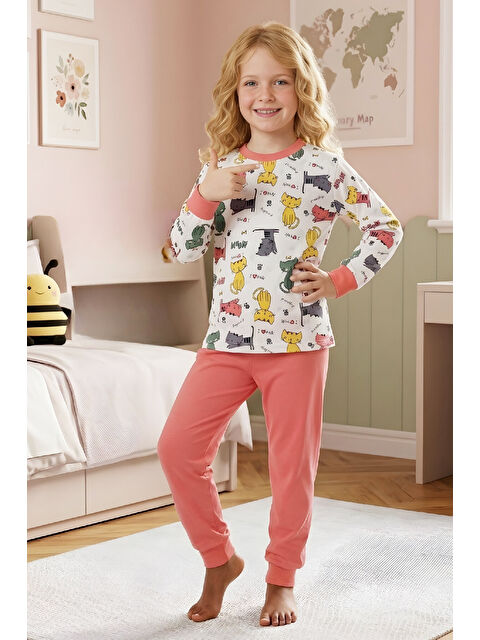 Modanino Kız Çocuk %100 Pamuk Pijama Takımı 4-11 Yaş 12628