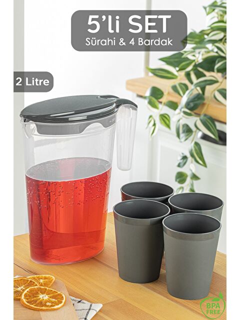 Meleni Home 5 Parça Sürahi Bardak Seti 5'li Piknik Kamp Seti Sürahi Bardak Seti - S000385461-20600