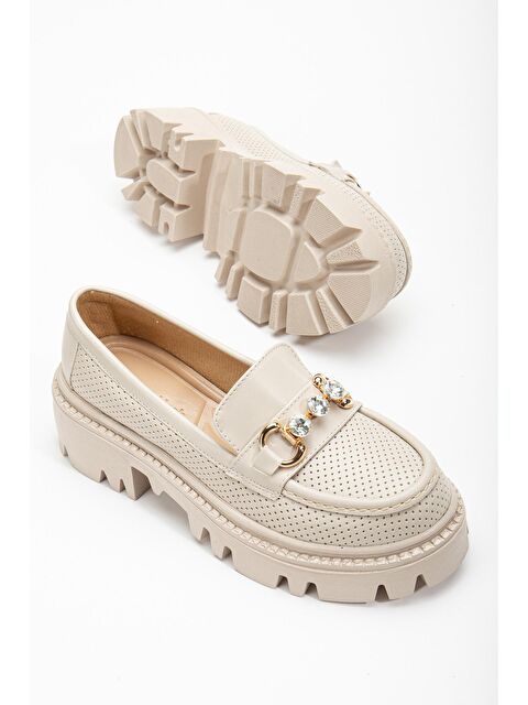 TONNY BLACK Kadın Ten Cilt Rahat Kalıp Önü Tokalı Kalın Taban Loafer - S000159294-26407