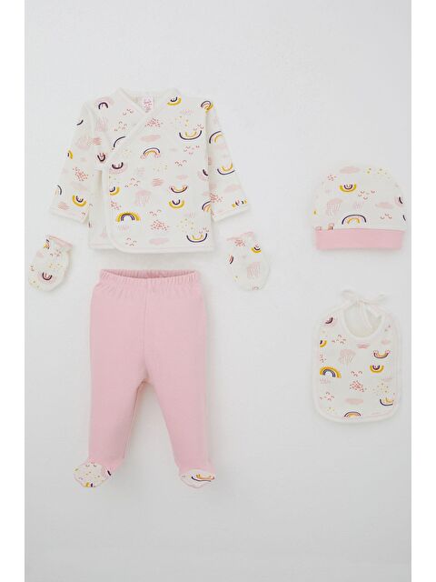 Breeze Kız Bebek Hastane Çıkışı 5 Li Gökyüzü Temalı Bulut Desenli Ekru (0-3 Ay) - S000507253-19965