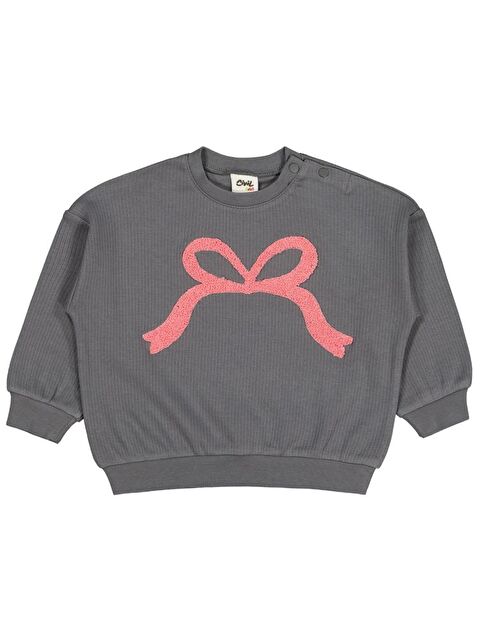 Civil Baby Fiyonk Nakışlı 6-18 Ay Sweatshirt - Gri 6-9 Ay - S000485226-29351