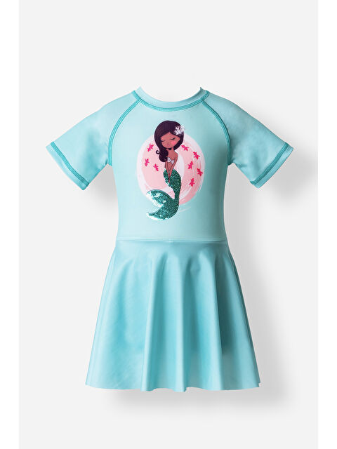 Neopy UV Korumalı Kısa Kollu Şortlu Elbise Mayo Kız Çocuk Yüzücü Mayo 5210 Mint