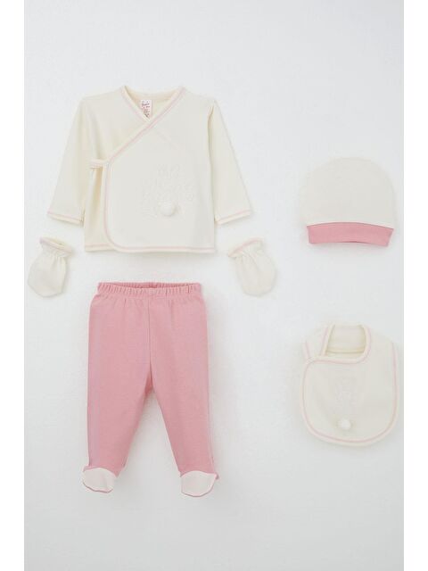 Breeze Kız Bebek Hastane Çıkışı 5 Li Ponponlu Tavşancık Nakışlı Ekru (0-3 Ay) - S000507257-19965