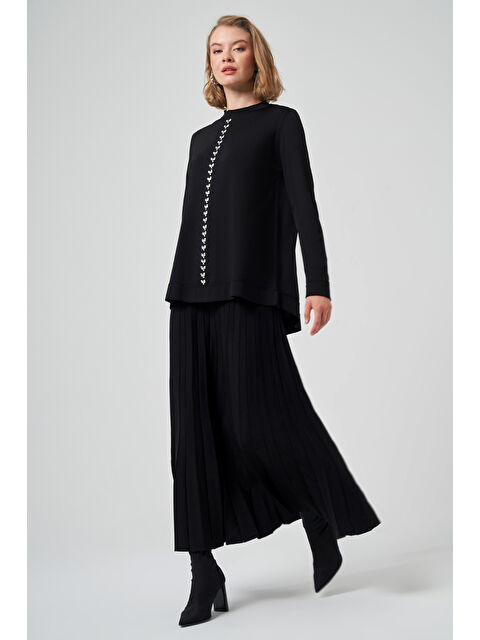 Nuss Taş İşleme Detay Triko Takım 1351  Siyah - S000470809-19351