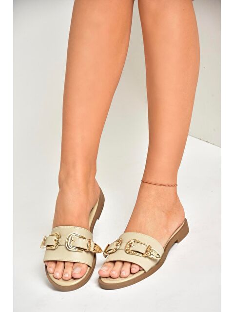 Fox Shoes U2501101 Bej Kadın Terlik - S000369406-19928