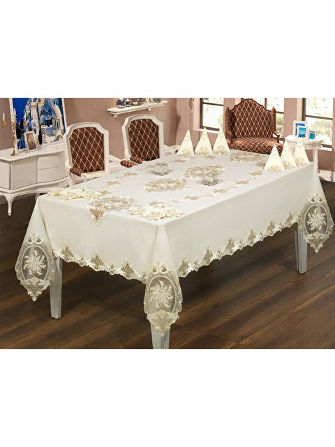 Çeyiz Diyarı Fransız Güpürlü Eylül Dantel Yemek Takımı - 25 Parça - S000496424-19966