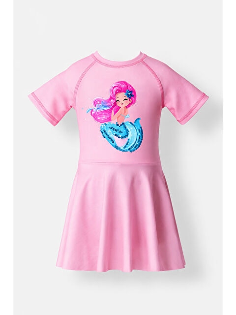 Neopy UV Korumalı Kısa Kollu Şortlu Elbise Mayo Kız Çocuk Yüzücü Mayo 5212