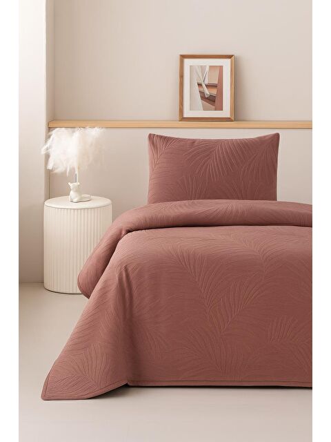 Çeyiz Diyarı Münih Tek Kişilik Lüks Kadife 180x240 cm Yatak Örtüsü Gül Kurusu - S000496433-20028