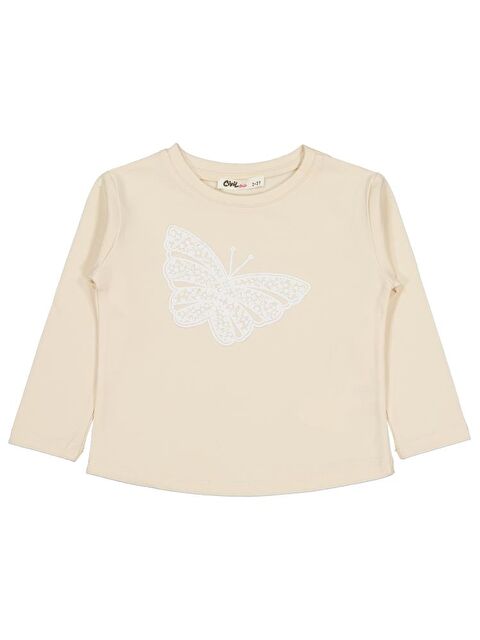 Civil Girls Kelebek Baskılı 2-5 Yaş Sweatshirt - Fil Dişi 2-3 Yaş - S000485235-19928