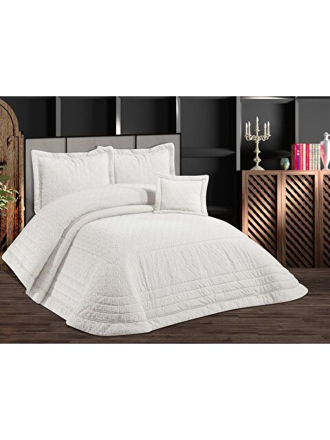 Çeyiz Diyarı Maraş Çift Kişilik Kadife Yatak Örtüsü Krem - S000496437-19966