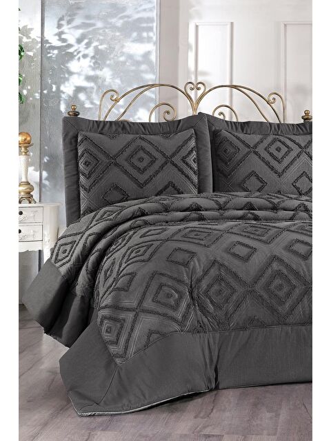 Çeyiz Diyarı Panula Şönil 3 Parça Yatak Örtüsü Antrasit - S000496439-29666