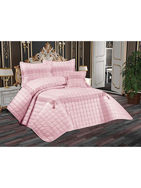 Çeyiz Diyarı Tuba Çift Kişilik Kapitoneli Yatak Örtüsü Pudra - S000496440-7152