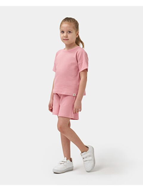 Magu Kız Çocuk Pamuklu Gofre Dokulu T-Shirt Şort Takım - S000379730-20024