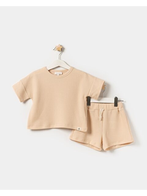 Magu Kız Çocuk Pamuklu Gofre Dokulu T-Shirt Şort Takım - S000379730-19965