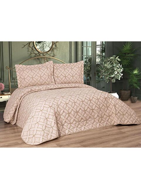 Çeyiz Diyarı Parolin Çift Kişilik Kapitoneli Yatak Örtüsü Bej - S000496444-19928