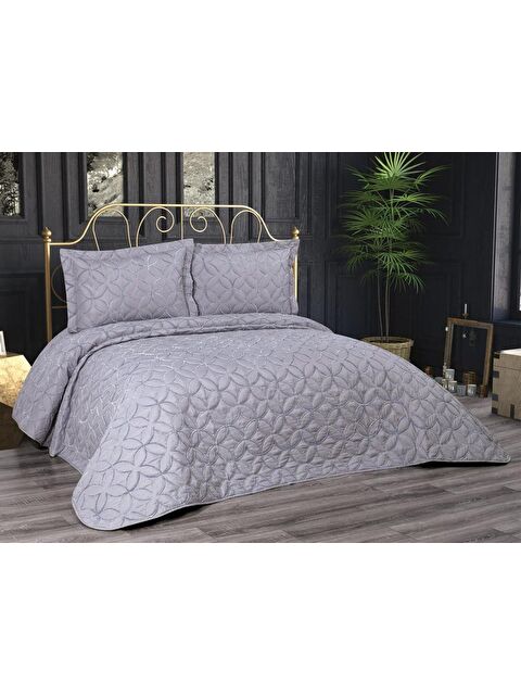 Çeyiz Diyarı Parolin Çift Kişilik Kapitoneli Yatak Örtüsü Gri - S000496445-20600