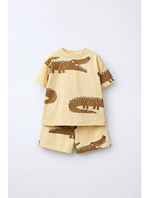 Magu Erkek Çocuk Pamuklu Timsah Desenli T-Shirt Şort Takım