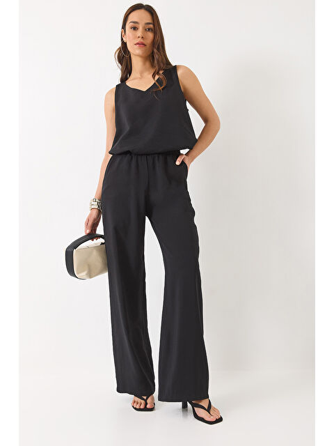 SHADE Kadın V Yaka Askılı Bluz Palazzo Pantolonlu Alt-Üst Takım - S000376534-19351