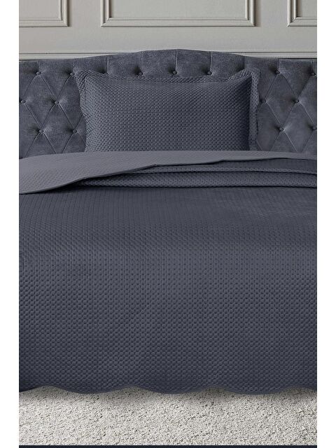 Çeyiz Diyarı Silvia Tek Kişilik Lüks Kadife Yatak Örtüsü Antrasit - S000496457-29666