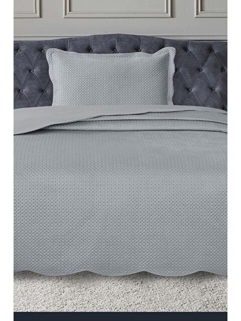 Çeyiz Diyarı Silvia Tek Kişilik Lüks Kadife Yatak Örtüsü Gri - S000496458-20600