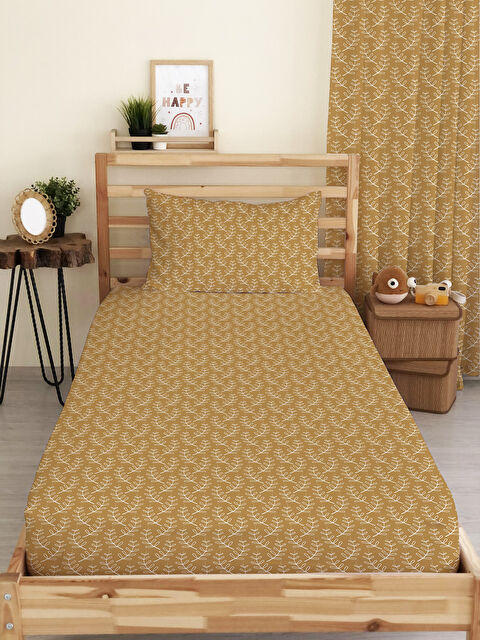 Evmila Çiçek Desenli Baskılı Tek Kişilik Ve Bebek Boy Lastikli Çarşaf Seti Sarı - S000291354-23173