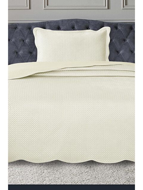 Çeyiz Diyarı Silvia Tek Kişilik Lüks Kadife Yatak Örtüsü Krem - S000496464-19966