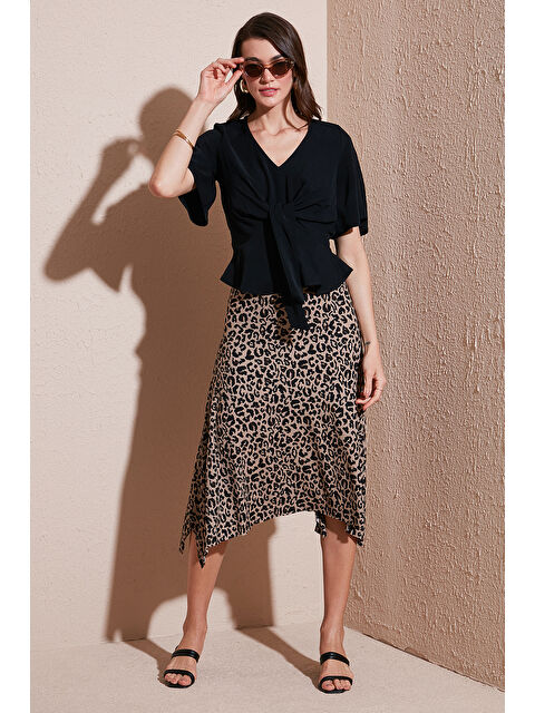 Lela Desenli Volanlı Midi Boy Etek 5869010 - S000346522-19413