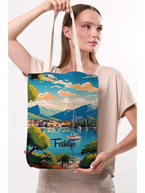 Bagg Kanvas Fethiye Baskılı Bez Çanta - S000288778-19966