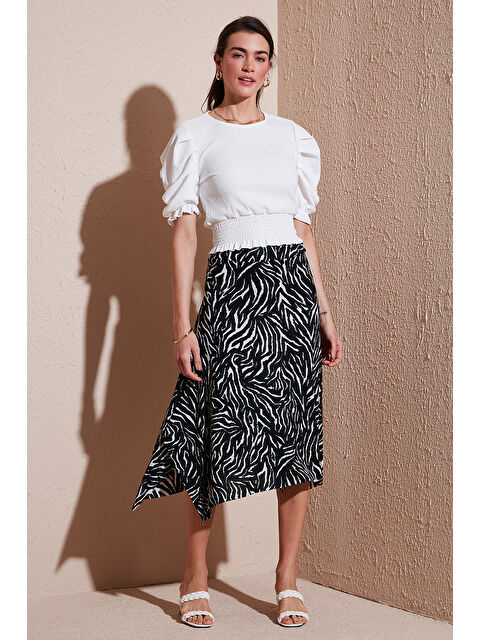 Lela Desenli Volanlı Midi Boy Etek 5869010 - S000346522-37424