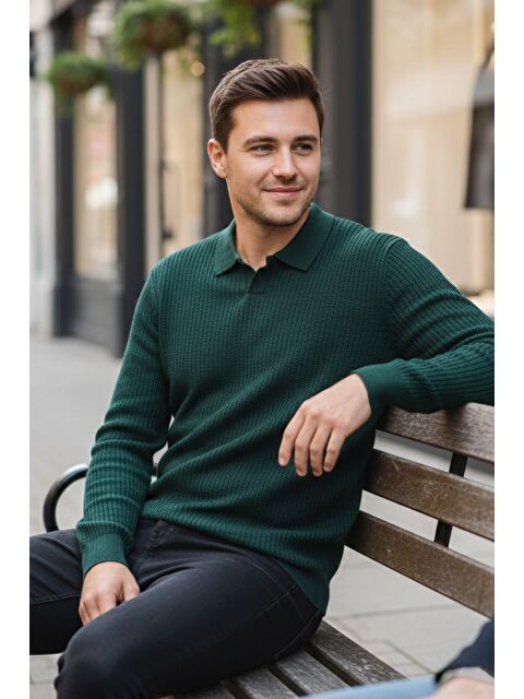 Mishar İtalia Erkek Polo Yaka Elastanlı Triko Kazak - S000491475-18709