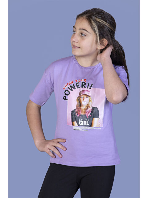 Toontoykids Kız Çocuk Power Baskılı Tişört
