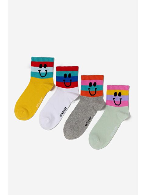Katia And Bony Çocuk Gülen Surat Detaylı 4'Lü Soket Çorap - S000375049-23173