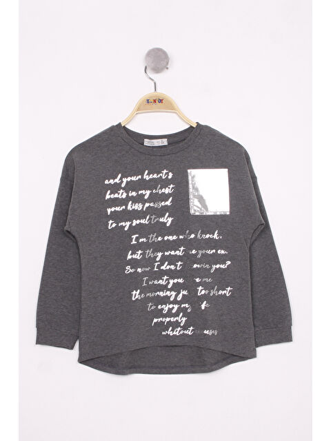 Toontoykids Kız Çocuk Varaklı Cep Baskılı T-Shirt