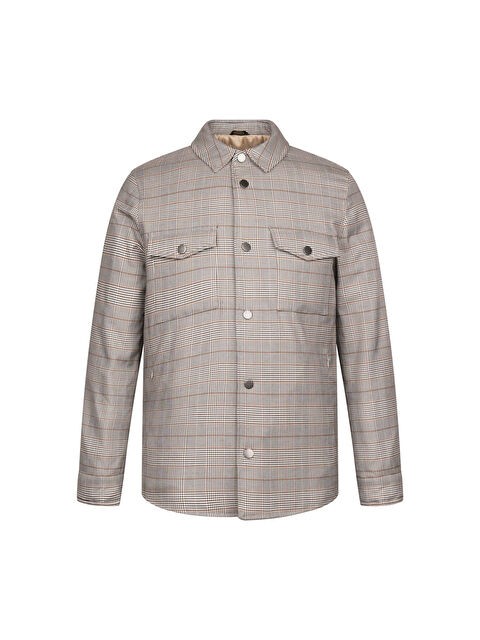 Hatemoğlu Bej Regular Fit Bebe Yaka Kareli Elyaflı Mont - S000353416-19928