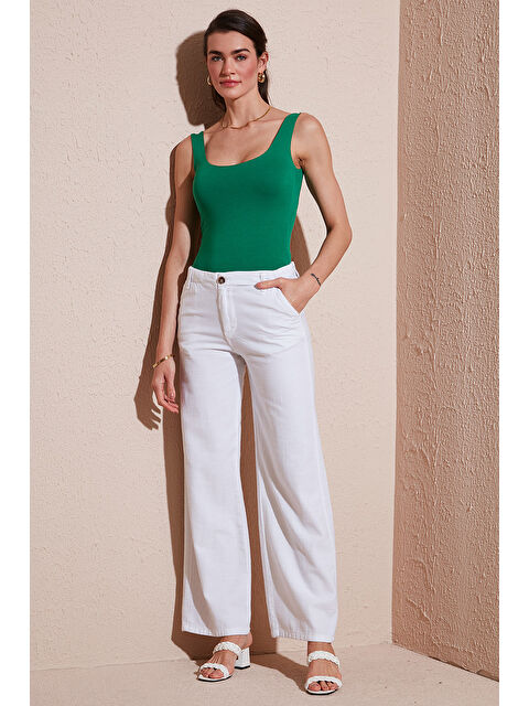 Lela Pamuklu Standart Fit Yüksek Bel Geniş Paça Pantolon 668Yp5193 - S000346526-20063