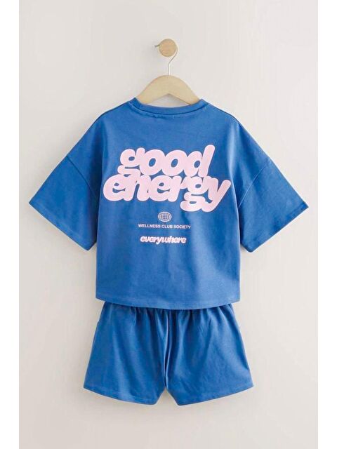 Monila Kız Çocuk Pamuklu Kumaş Slogan Baskılı Tshirt Ve Şort Alt Üst Takım - S000515772-17234