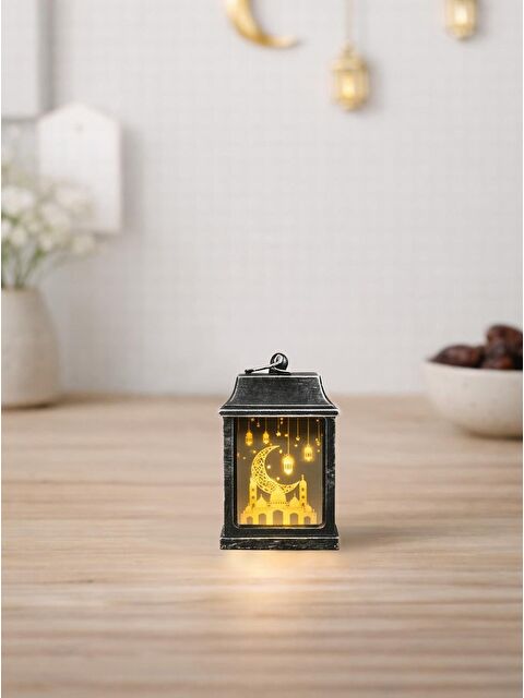 Parti Adresi Mini Ramazan Feneri – Led Işıklı Pilli Eskitme Detaylı Gümüş 10 cm - S000504483-18105