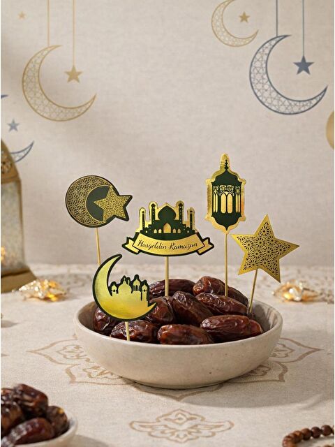 Parti Adresi Ramazan Temalı Kürdan Süs Seti – Ay Yıldız & Cami Figürlü (10'lu) - S000504487-18194